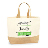 Sac Jute Fête des Mères Fêtes des Pères Mamie Papi Famille Idée Cadeau anniversaire Noël Travail Boulot Métier Départ Retraite Collègue Femme Homme