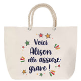 Sac Fête des Mères Mamie Famille Idée Cadeau anniversaire Noël Travail Boulot Métier Départ Retraite Collègue Femme cabas shopping plage