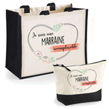 Cabas femme sac plage ou shopping tote bag pochette trousse Idée cadeau original pour anniversaire Noël travail départ retraite collègue famille fete des mères maman mamie