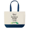 Sac de shopping bleu Merci Prothésiste Dentaire Inoubliable Femme