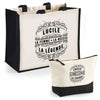 Cabas femme sac plage ou shopping tote bag pochette trousse Idée cadeau original pour anniversaire Noël travail départ retraite collègue famille fete des mères maman mamie