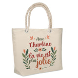 Sac Fête des Mères Mamie Famille Idée Cadeau anniversaire Noël Travail Boulot Métier Départ Retraite Collègue Femme cabas shopping plage
