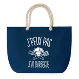 Sac de plage Bleu anse corde J'peux Pas Barbecue blanc