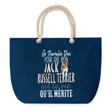Sac de plage Bleu anse corde Jack Russell Terrier Travailler Dur pour mon Chien