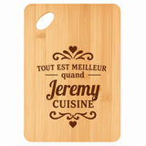 Planche bambou gravée personnalisée homme idée cadeau Fête des Pères apéro 30×20 prénom cuisine plateau fromage anniversaire noel papa papi 