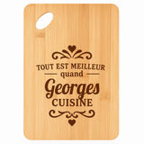 Planche bambou gravée personnalisée homme idée cadeau Fête des Pères apéro 30×20 prénom cuisine plateau fromage anniversaire noel papa papi 