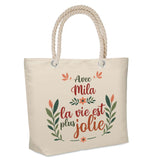 Sac Fête des Mères Mamie Famille Idée Cadeau anniversaire Noël Travail Boulot Métier Départ Retraite Collègue Femme cabas shopping plage