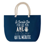Sac de plage Bleu anse corde Ane Travailler Dur