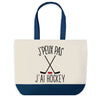 Sac de shopping bleu J'peux pas Hockey