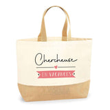 Sac Jute Fête des Mères Fêtes des Pères Mamie Papi Famille Idée Cadeau anniversaire Noël Travail Boulot Métier Départ Retraite Collègue Femme Homme
