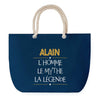 Sac de plage Bleu anse corde Alain Mythe Légende -jaune