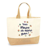 Sac Jute Fête des Mères Fêtes des Pères Mamie Papi Famille Idée Cadeau anniversaire Noël Travail Boulot Métier Départ Retraite Collègue Femme Homme
