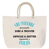 Sac Fête des Mères Mamie Famille Idée Cadeau anniversaire Noël Travail Boulot Métier Départ Retraite Collègue Femme cabas shopping plage