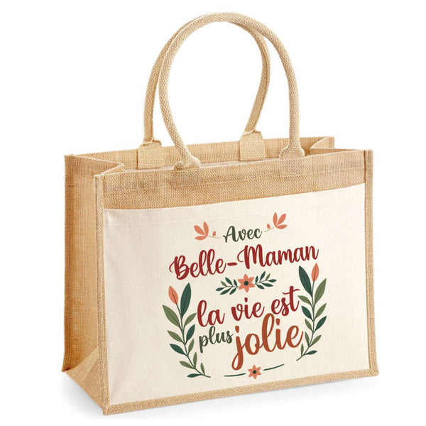 Sac Fête des Mères Mamie Famille Idée Cadeau anniversaire Noël Travail Boulot Métier Départ Retraite Collègue Femme cabas shopping plage