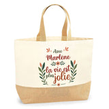Sac Jute Fête des Mères Fêtes des Pères Mamie Papi Famille Idée Cadeau anniversaire Noël Travail Boulot Métier Départ Retraite Collègue Femme Homme