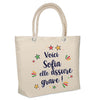 Sac Fête des Mères Mamie Famille Idée Cadeau anniversaire Noël Travail Boulot Métier Départ Retraite Collègue Femme cabas shopping plage