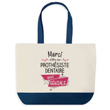 Sac de shopping bleu Merci Prothésiste dentaire Géniale