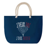 Sac de plage Bleu anse corde J'peux Pas Broder Broderie