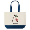 Sac de shopping bleu Annabelle Lettre Fleur