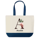 Sac de shopping bleu Annabelle Lettre Fleur