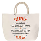 Sac Fête des Mères Mamie Famille Idée Cadeau anniversaire Noël Travail Boulot Métier Départ Retraite Collègue Femme cabas shopping plage