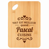 Planche bambou gravée personnalisée homme idée cadeau Fête des Pères apéro 30×20 prénom cuisine plateau fromage anniversaire noel papa papi 