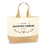 Sac Jute Fête des Mères Fêtes des Pères Mamie Papi Famille Idée Cadeau anniversaire Noël Travail Boulot Métier Départ Retraite Collègue Femme Homme