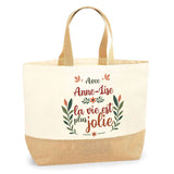 Sac Jute Fête des Mères Fêtes des Pères Mamie Papi Famille Idée Cadeau anniversaire Noël Travail Boulot Métier Départ Retraite Collègue Femme Homme