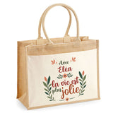 Sac Fête des Mères Mamie Famille Idée Cadeau anniversaire Noël Travail Boulot Métier Départ Retraite Collègue Femme cabas shopping plage
