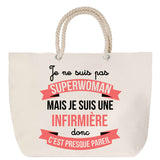 Sac Fête des Mères Mamie Famille Idée Cadeau anniversaire Noël Travail Boulot Métier Départ Retraite Collègue Femme cabas shopping plage