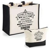 Cabas femme sac plage ou shopping tote bag pochette trousse Idée cadeau original pour anniversaire Noël travail départ retraite collègue famille fete des mères maman mamie