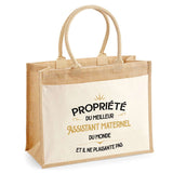 Sac Fête des Pères Papi Famille Idée Cadeau anniversaire Noël Travail Boulot Métier Départ Retraite Collègue Homme cabas shopping plage