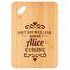 Planche bambou gravée personnalisée femme idée cadeau Fête des Mères apéro 30×20 prénom cuisine plateau fromage anniversaire noel maman mamie