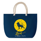 Sac de plage Bleu anse corde Lion Signe Zodiaque