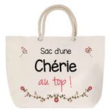 Sac Fête des Mères Mamie Famille Idée Cadeau anniversaire Noël Travail Boulot Métier Départ Retraite Collègue Femme cabas shopping plage