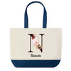 Sac de shopping bleu Natacha Lettre Fleur