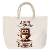 Sac Fête des Mères Mamie Famille Idée Cadeau anniversaire Noël Travail Boulot Métier Départ Retraite Collègue Femme cabas shopping plage
