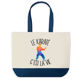 Sac de shopping bleu Karaté c'est la Vie
