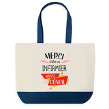 Sac de shopping bleu Merci Infirmier Génial