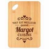 Planche bambou gravée personnalisée femme idée cadeau Fête des Mères apéro 30×20 prénom cuisine plateau fromage anniversaire noel maman mamie