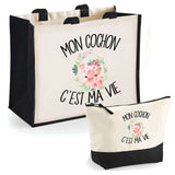 Cabas homme ou femme sac plage ou shopping tote bag pochette trousse Idée cadeau original pour anniversaire Noël travail départ retraite collègue famille fete des mères fetes des pères papa maman mamie papi