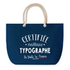 Sac de plage Bleu anse corde Certifiée meilleure Typographe