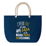 Sac de Plage Bleu avec Anse Corde J'peux Pas Papa Beau Papa Beau Père