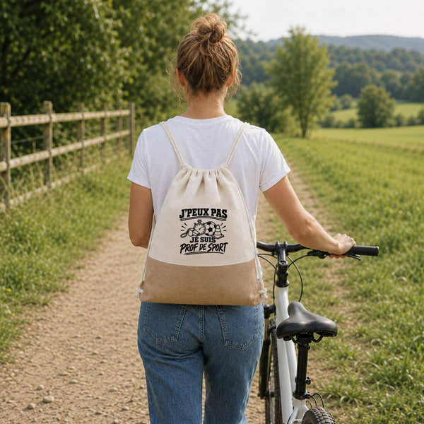 Sac à Dos Toile et Jute J’peux pas je suis Prof de sport