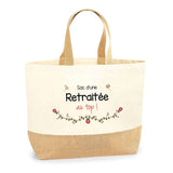 Sac Jute Fête des Mères Fêtes des Pères Mamie Papi Famille Idée Cadeau anniversaire Noël Travail Boulot Métier Départ Retraite Collègue Femme Homme