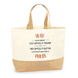 Sac Jute Fête des Mères Fêtes des Pères Mamie Papi Famille Idée Cadeau anniversaire Noël Travail Boulot Métier Départ Retraite Collègue Femme Homme