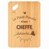 Planche bambou gravée personnalisée femme idée cadeau Fête des Mères apéro 30×20 prénom cuisine plateau fromage anniversaire noel maman mamie