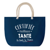 Sac de Plage Bleu avec Anse Corde Certifiée meilleure Tante