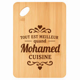 Planche bambou gravée personnalisée homme idée cadeau Fête des Pères apéro 30×20 prénom cuisine plateau fromage anniversaire noel papa papi 