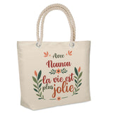 Sac Fête des Mères Mamie Famille Idée Cadeau anniversaire Noël Travail Boulot Métier Départ Retraite Collègue Femme cabas shopping plage